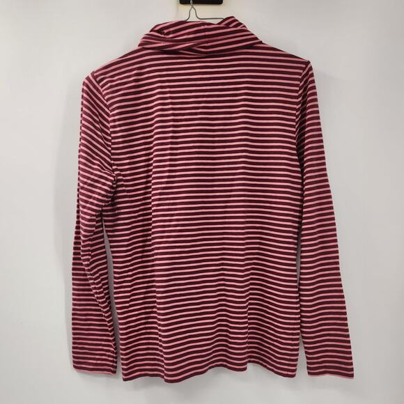TALBOTS Mock Neck Long Sleeve Striped Top Womens Petite Size Medium M P - Picture 2 of 4
